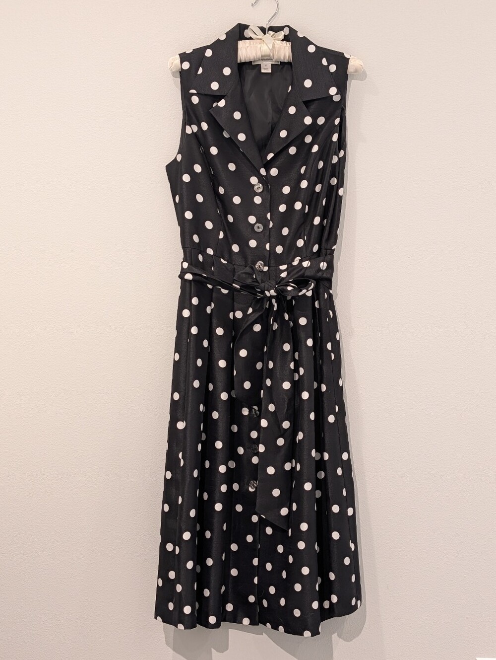 Christopher & Banks Polka Dot Button Down Sleeveless Shirt Midi Dress